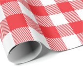 Kerstmis Rood en Wit Buffalo Rut Cadeaupapier (Rol Hoek)