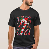 Kerstmis Rood en Wit Candy Cane Kerstmis Licht T-shirt (Voorkant)