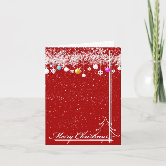 Kerstmis Rood en Wit Feest Kaart (Voorkant)
