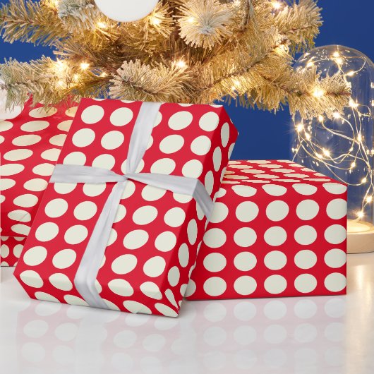 Kerstmis Rood en Wit Geometrisch Stippen Patroon Cadeaupapier (Feestdagen)