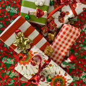 Kerstmis rood en wit geruit cadeaupapier