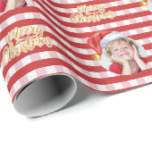 Kerstmis Rood en Wit Geruit Gingham met Foto Cadeaupapier (Rol Hoek)