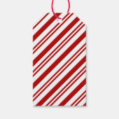 Kerstmis Rood en Wit Gestreept Cadeaulabel (Voorkant)