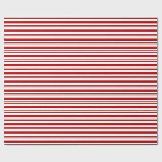 Kerstmis Rood en Wit Gestreept Cadeaupapier (Vlak)