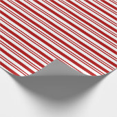 Kerstmis Rood en Wit Gestreept Cadeaupapier (Hoek)