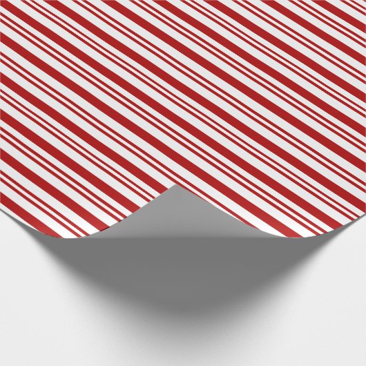 Kerstmis Rood en Wit Gestreept Cadeaupapier (Hoek)