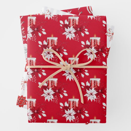 Kerstmis rood en wit inpakpapier vel (In situ)