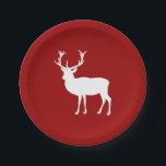 Kerstmis: rood en wit papieren bordje<br><div class="desc">Elegant rood en wit kerstfeest in Silhouette. Eenvoudig realistisch ontwerp. De achtergrondkleur kan worden aangepast.</div>
