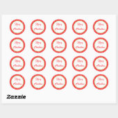 Kerstmis rood en wit polka stip vlek patroon ronde sticker (Vel)