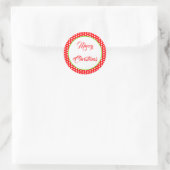 Kerstmis rood en wit polka stip vlek patroon ronde sticker (Tas)