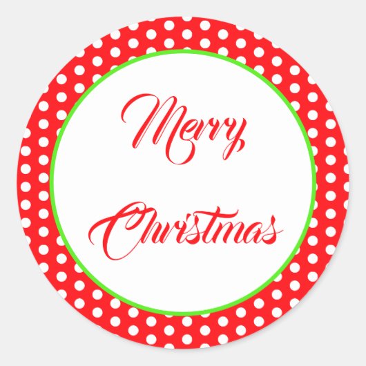Kerstmis rood en wit polka stip vlek patroon ronde sticker (Voorkant)
