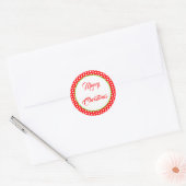Kerstmis rood en wit polka stip vlek patroon ronde sticker (Envelop)
