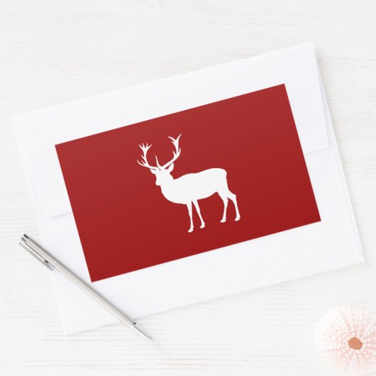 Kerstmis: rood en wit rechthoekige sticker (Envelop)
