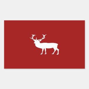 Kerstmis: rood en wit rechthoekige sticker