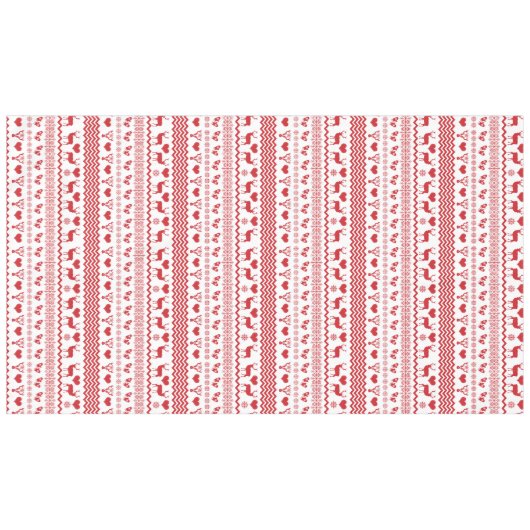 Kerstmis: Rood en Wit rendier Snowflake Tafelkleed (Voorkant (Horizontaal))