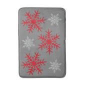 Kerstmis Rood en Wit Sneeuwvlokken & Houtskool Gri Badmat (Voorkant Verticaal)