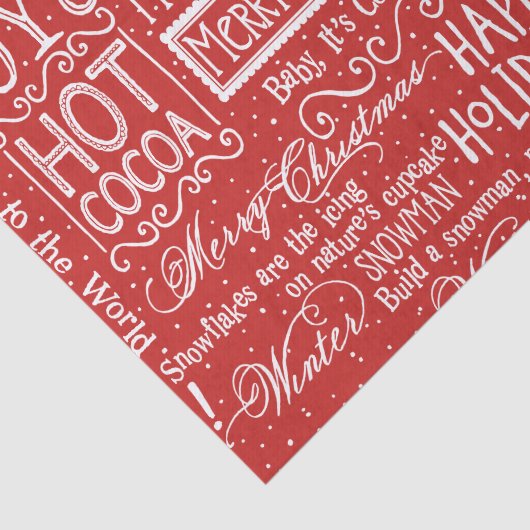 Kerstmis Rood en Wit Tissuepapier (Detail)