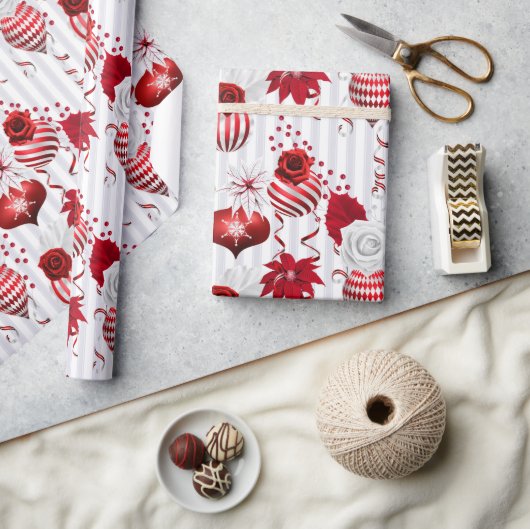 Kerstmis Rood en Wit Winter Pepermunt Kerstfeest Cadeaupapier (Crafts)