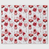 Kerstmis Rood en Wit Winter Pepermunt Kerstfeest Cadeaupapier (Vlak)
