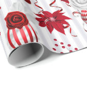 Kerstmis Rood en Wit Winter Pepermunt Kerstfeest Cadeaupapier (Rol Hoek)