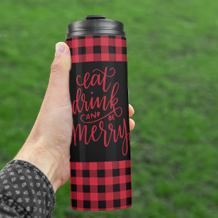 Kerstmis Rood en Zwart Buffalo Plaid Thermosbeker