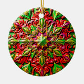 KERSTMIS Rood Geel Groen 3D Ster ~ Keramisch Ornament (Voorkant)
