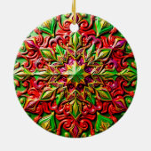 KERSTMIS Rood Geel Groen 3D Ster ~ Keramisch Ornament (Achterkant)