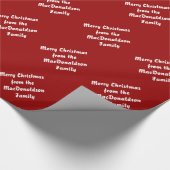 Kerstmis rood gepersonaliseerd cadeaupapier (Hoek)