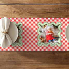 Kerstmis Rood Geruit Foto Kerst Decoratie Korte Tafelloper
