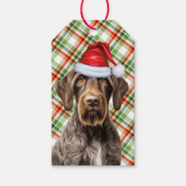 Kerstmis Rood Geruit GWP Pointer Hond Liefhebber Cadeaulabel