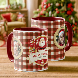 Kerstmis Rood Geruit Kerstman Familie Foto's Op Ma Mok