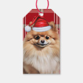 Kerstmis Rood Geruit Pomeranian Hond Liefhebber Cadeaulabel (Voorkant)