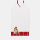 Kerstmis Rood Geruit Pomeranian Hond Liefhebber Cadeaulabel (Achterkant)
