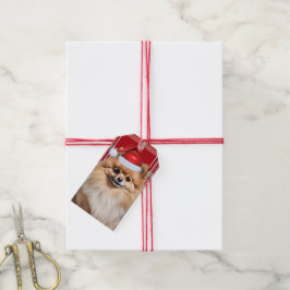Kerstmis Rood Geruit Pomeranian Hond Liefhebber Cadeaulabel