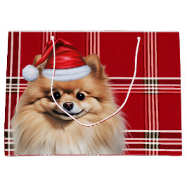 Kerstmis Rood Geruit Pomeranian Hond Liefhebber Groot Cadeauzakje
