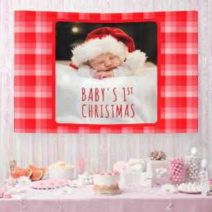 Kerstmis Rood Geruit Vakantiediagonale Strepen Spandoek