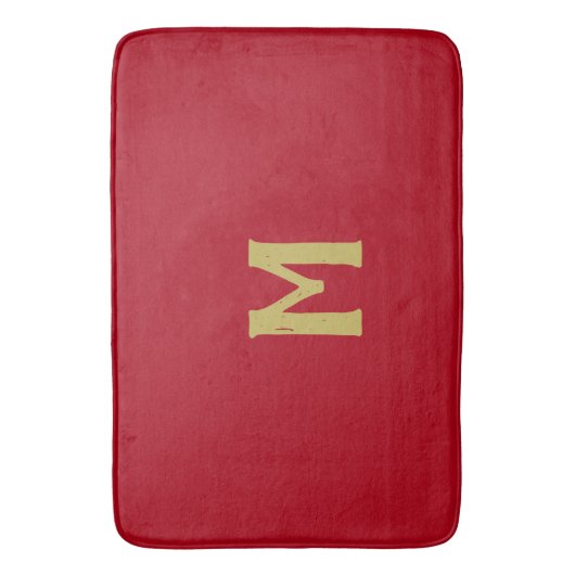 Kerstmis Rood Goud Monogram Badmat (Voorkant Verticaal)