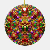 KERSTMIS Rood Goud Paarse Groene 3D Gift ~ Keramisch Ornament (Achterkant)