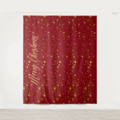 Kerstmis Rood Goud Sterren Foto Booth Achtergrond Wandkleed (Voorkant)