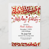 Kerstmis Rood & Goud Stippen Modern Feestje Kaart (Voorkant)