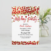 Kerstmis Rood & Goud Stippen Modern Feestje Kaart (Staand voorkant)