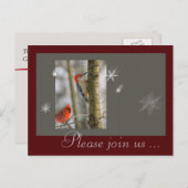 Kerstmis Rood Grijs Vogels Kardinaal Specht Feestdagenkaart (Voorkant / Achterkant)