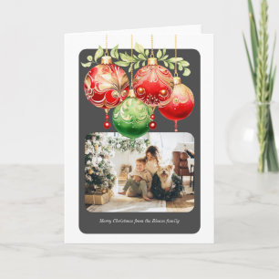 Kerstmis Rood Groen Ballen Foto Sjabloon