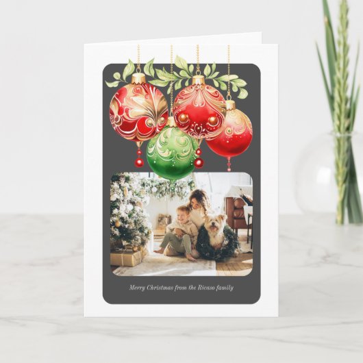 Kerstmis Rood Groen Ballen Foto Sjabloon (Voorkant)