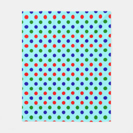 Kerstmis - Rood, Groen & Blauw Stippenpatroon Fleece Deken