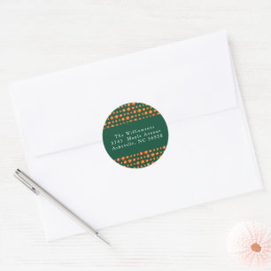 Kerstmis Rood Groen Boho Bloemen Retouradres Ronde Sticker