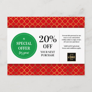 Kerstmis Rood Groen Coupon Korting Briefkaart