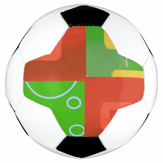 Kerstmis Rood Groen Geometrisch Voetbal (Voorkant)