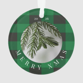Kerstmis rood groen geruit acryl ornament