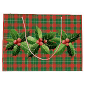 Kerstmis Rood Groen Geruit Met Krans Groot Cadeauzakje (Achterkant)